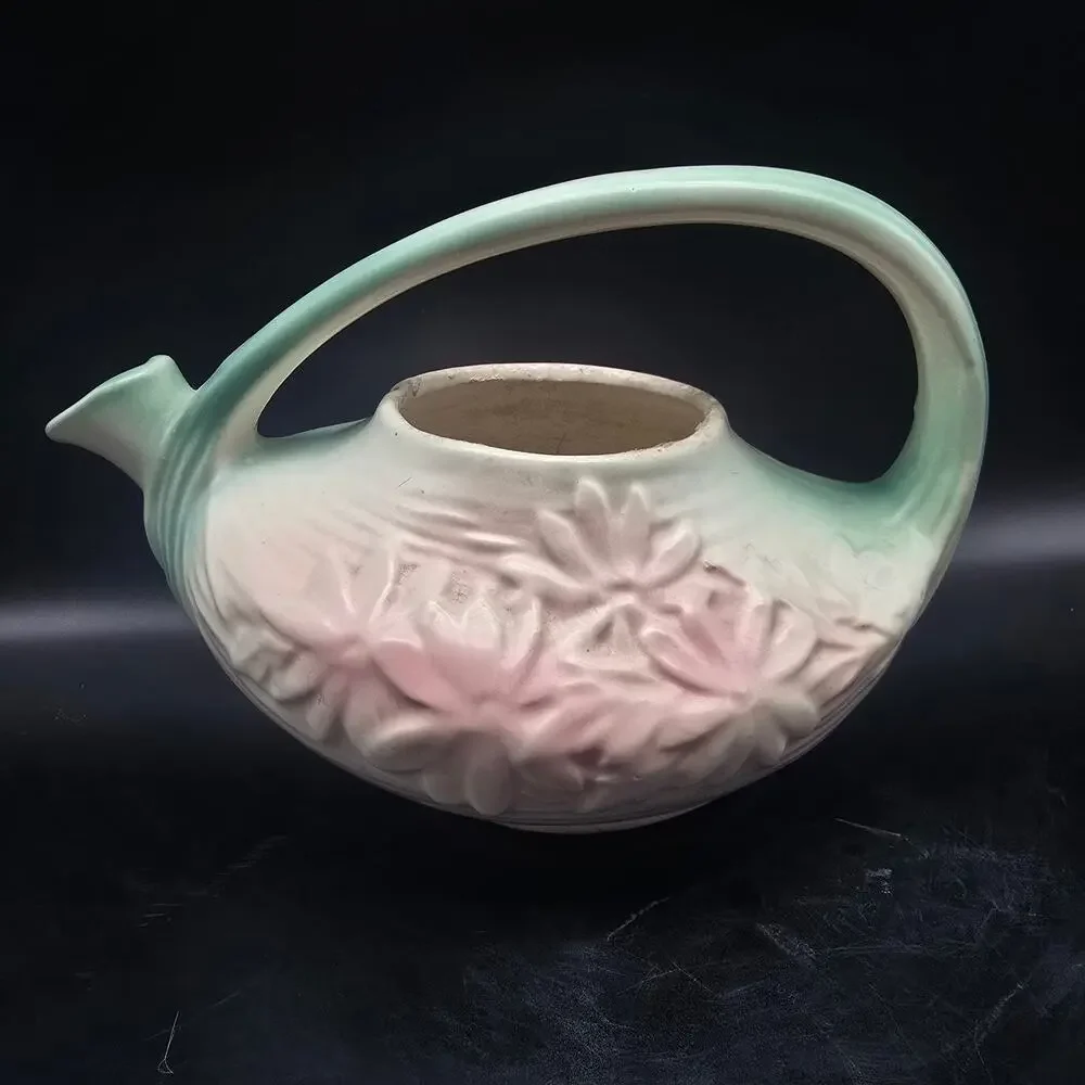 McCoy Pink Green Daisy Tea Pot No Lid Vintage USA Pottery